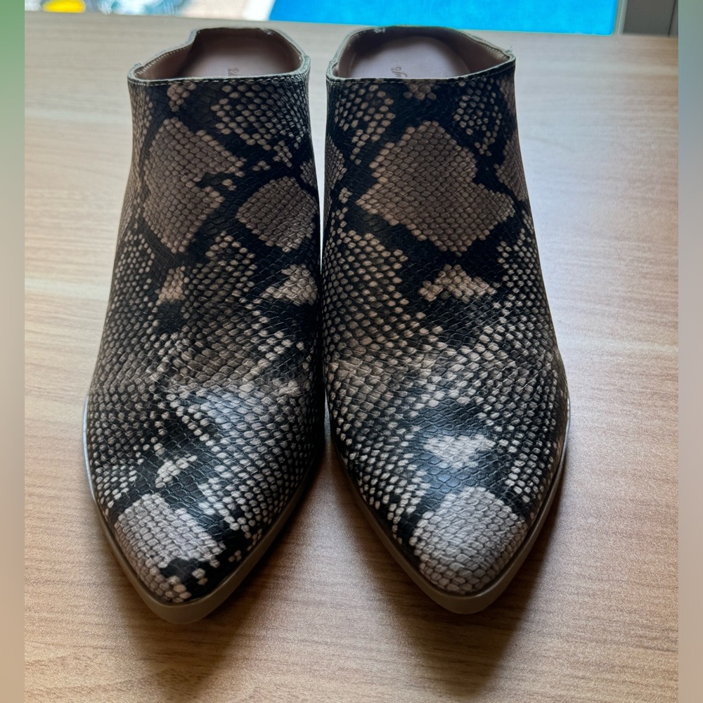 Heeled Bootie/Shootie Faux Snakeskin